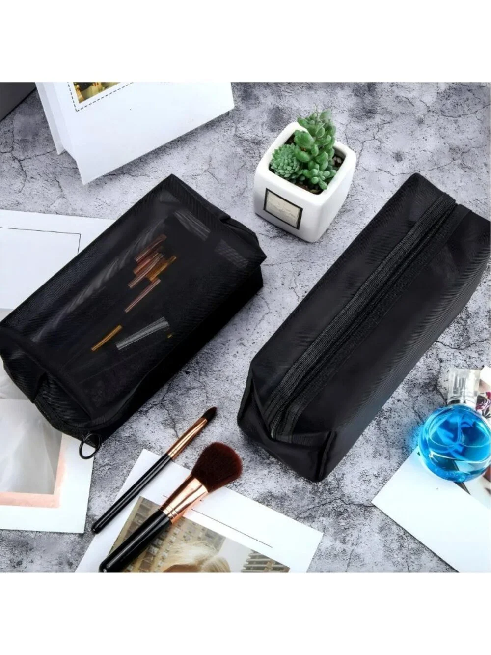 6-Pack Mesh Zipper Travel Pouches - Organize Luggage, Toiletries & Accessories